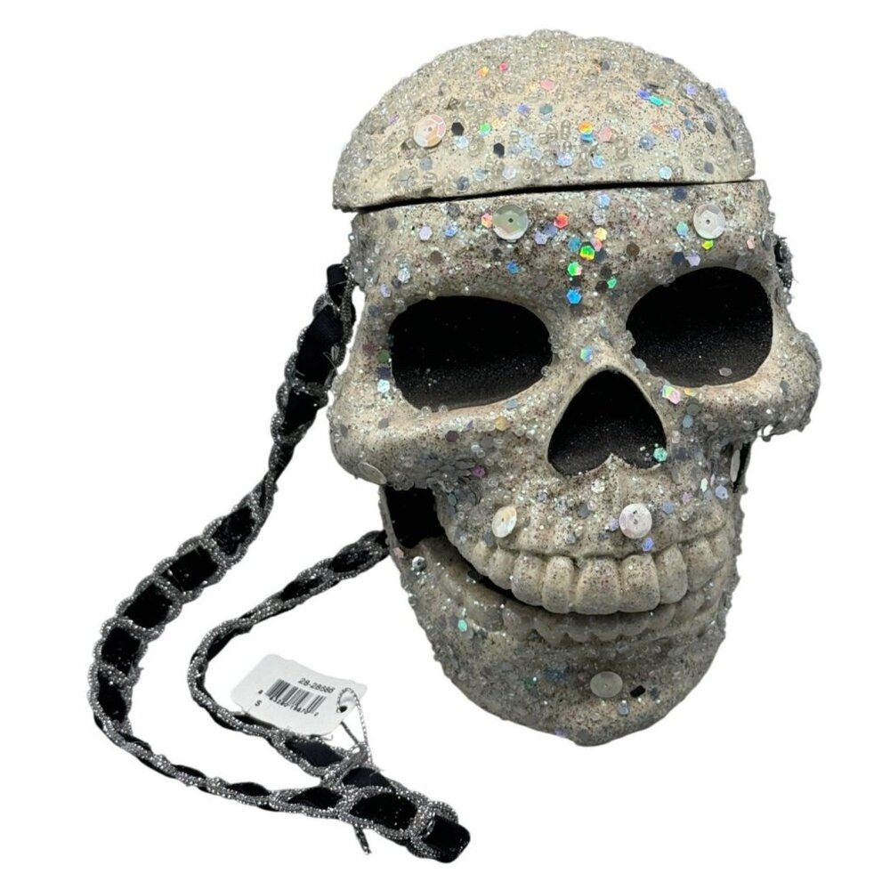 vintage Wayne Kleski Katherine Collection skull handbag purse sequin heart READ